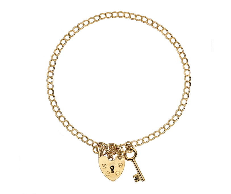 9kt Yellow Gold Curb Charm Bracelet