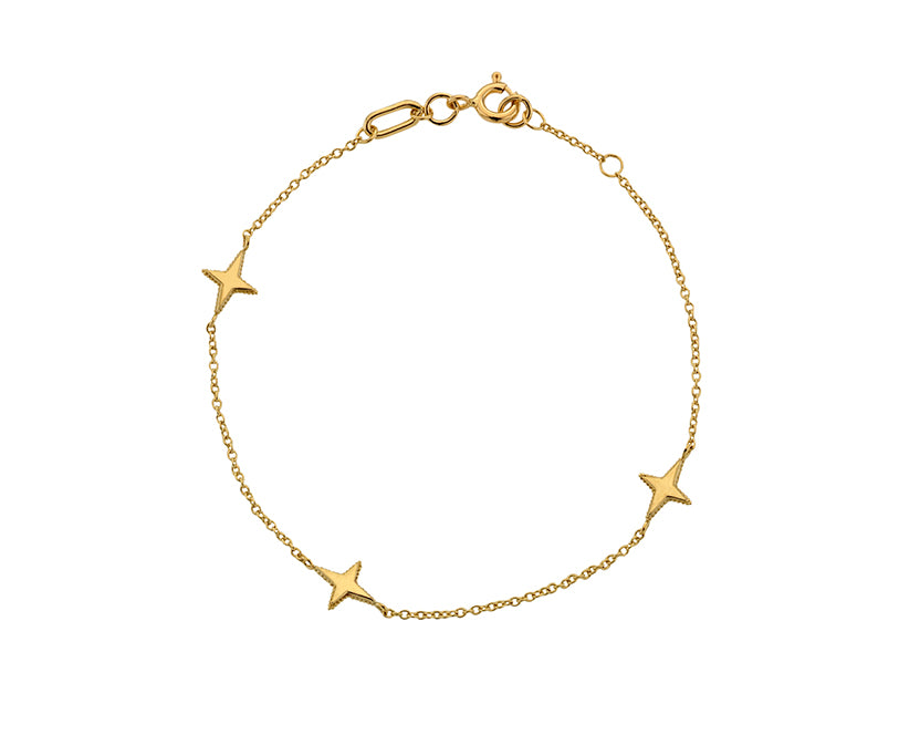 9kt yellow gold star bracelet