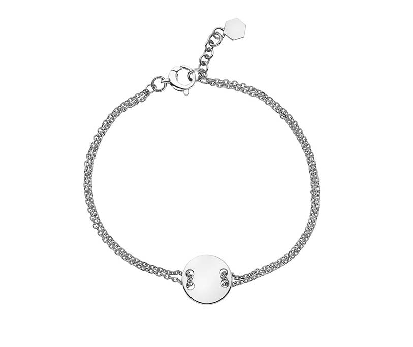 Silver Disc double chain bracelet
