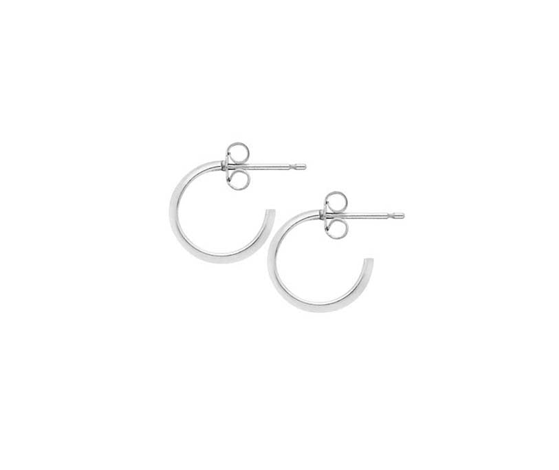 Silver D-shape Hoop Earrings