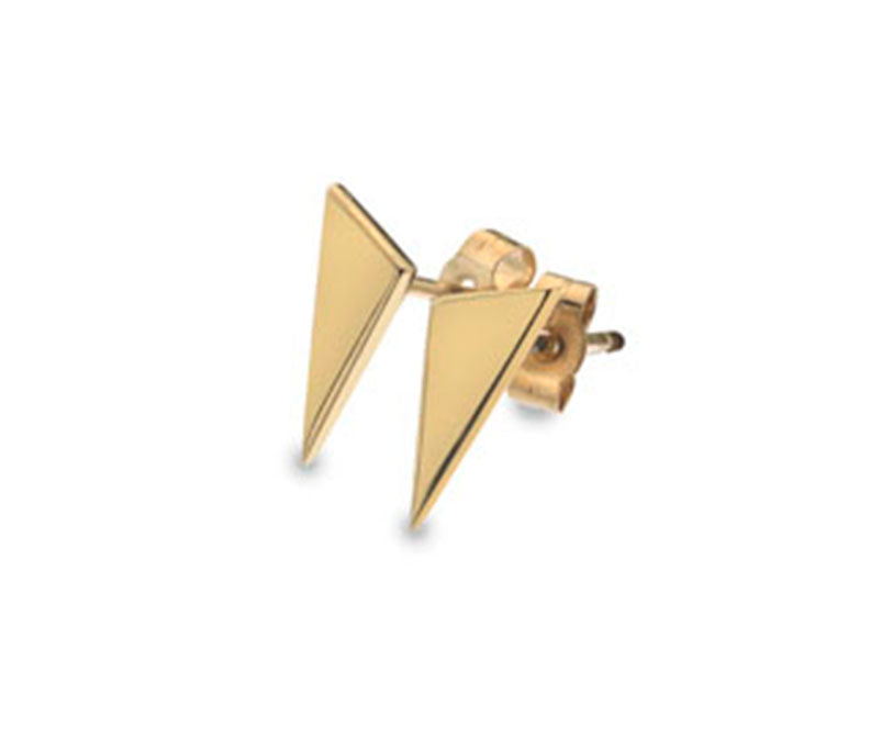 9kt Yellow Gold Irregular Triangle Stud Earrings