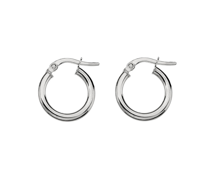9kt White Gold 10mm Hoop Earrings