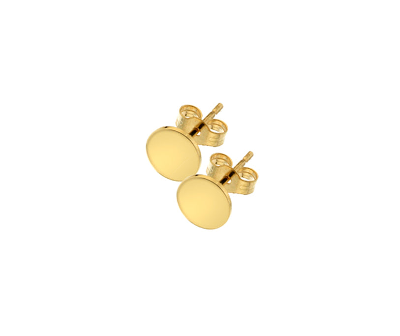 9kt yellow gold solid Disc stud earrings