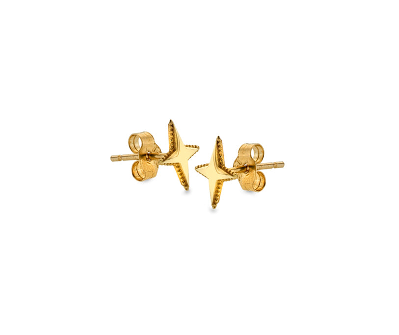 9kt yellow gold star stud earrings