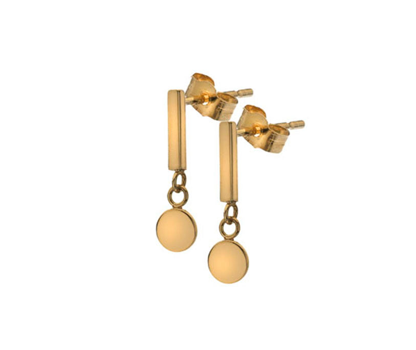 9kt yellow gold disc drop earrings