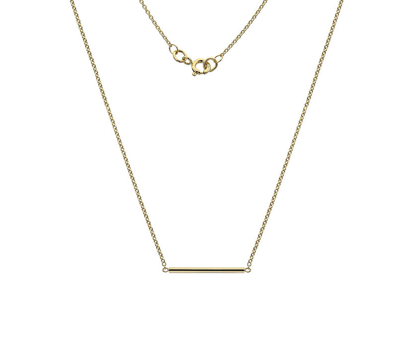 9kt yellow gold round bar pendant