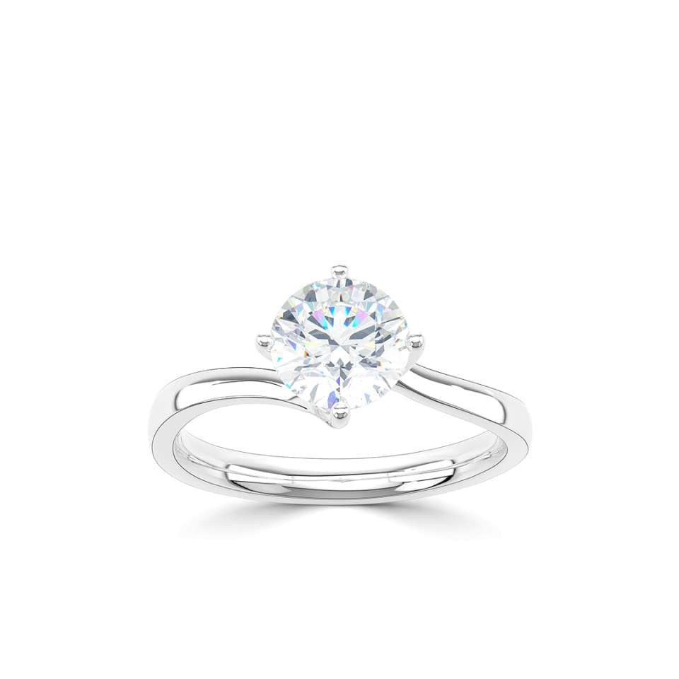 Platinum Solitaire Twist Lab Grown 1.00ct Round Brilliant Cut Diamond Ring