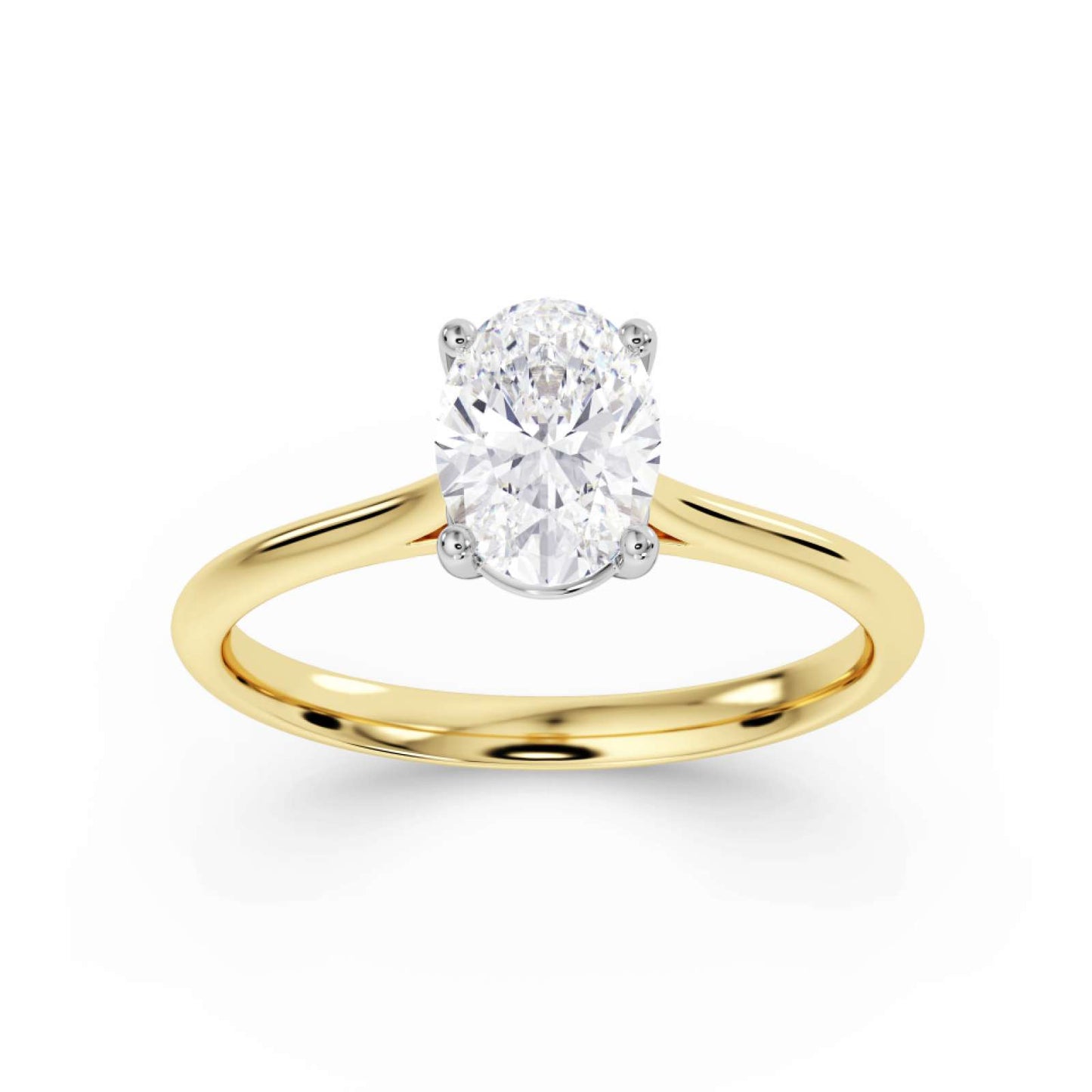 18kt Yellow and White Gold Solitaire 1.00ct Oval Lab Grown Diamond Ring
