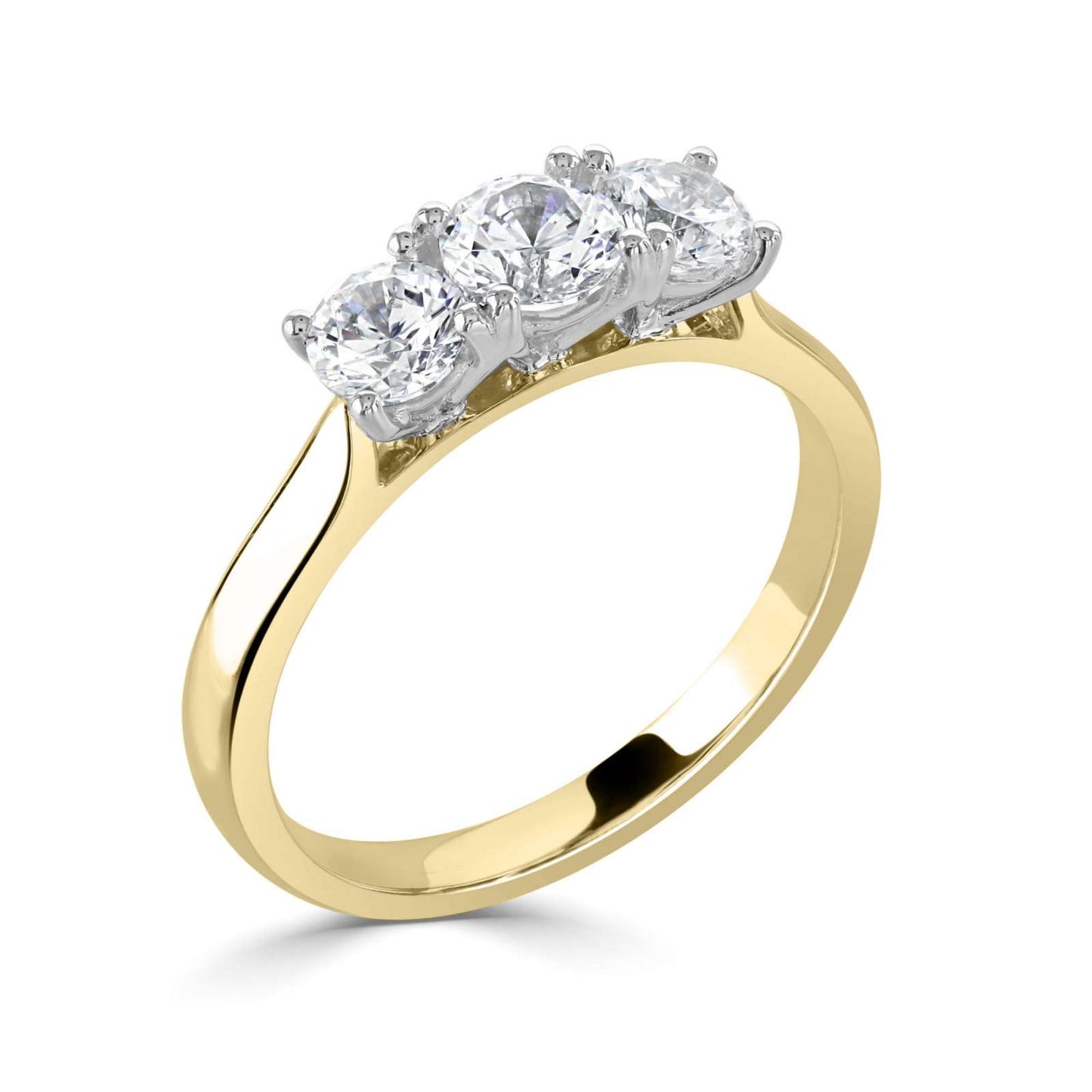 18kt Yellow and White Gold Natural 3 stone Diamond Ring