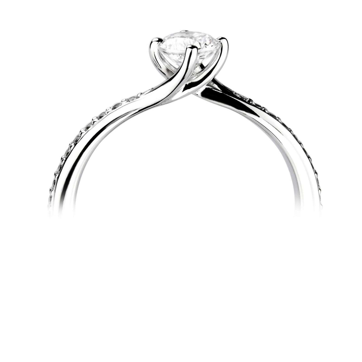 Platinum Twist Natural Diamond Engagement Ring with Diamond Set Shoulders