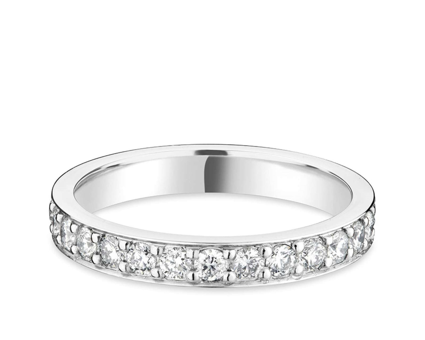 Platinum 2.5mm Pave Set Natural Diamond Wedding Ring