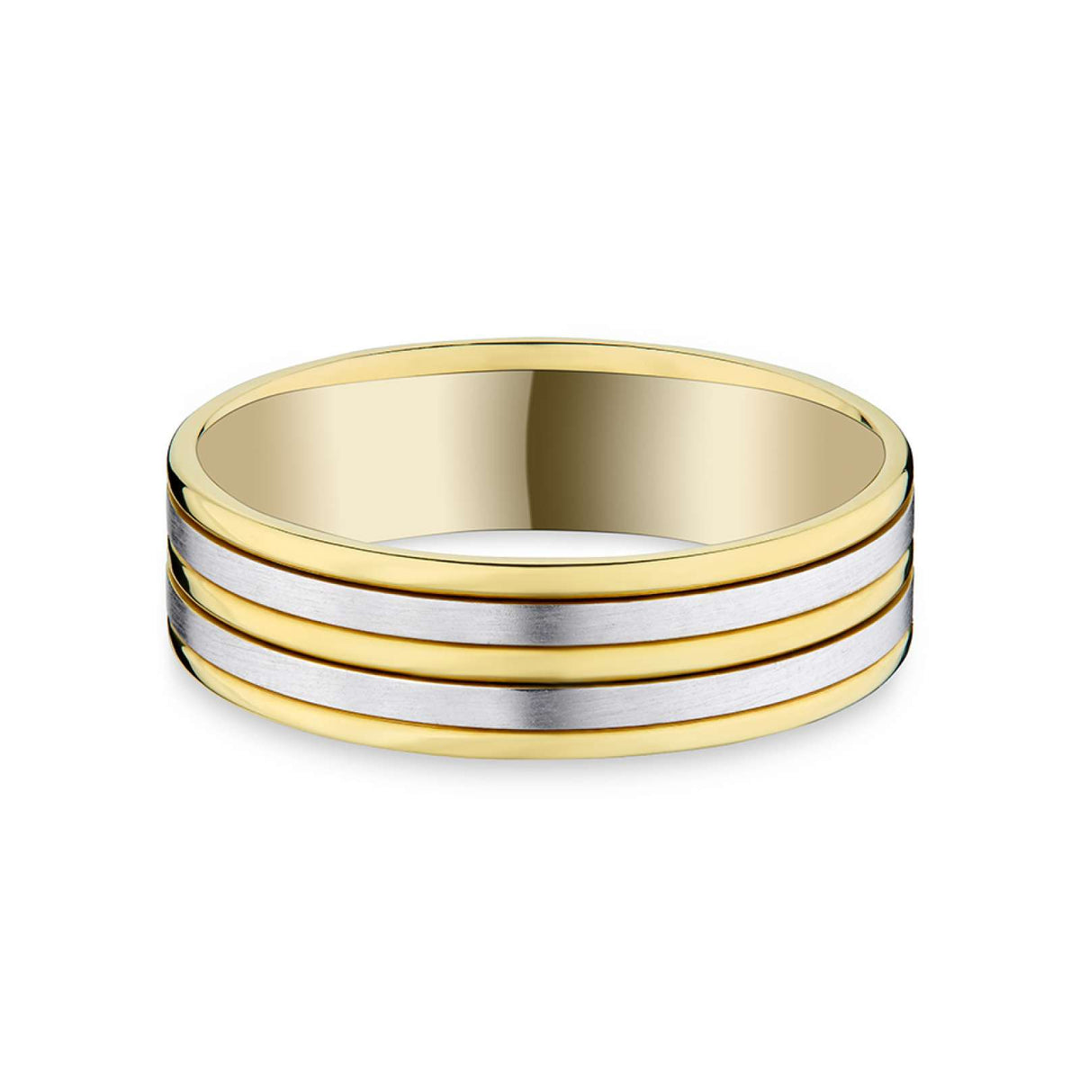 18kt Yellow Gold and Platinum Bi-Colour Wedding Band | Flat Court Comfort Fit