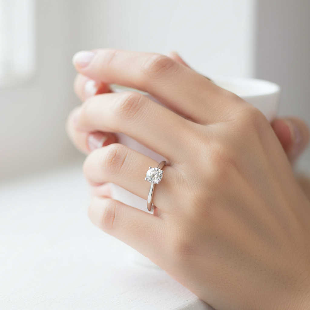 Platinum Diamond Solitaire Ring Lifestyle