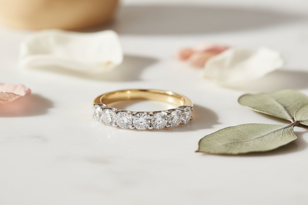 18kt Yellow & White Gold Lab Grown Diamond Eternity Ring Lifestyle