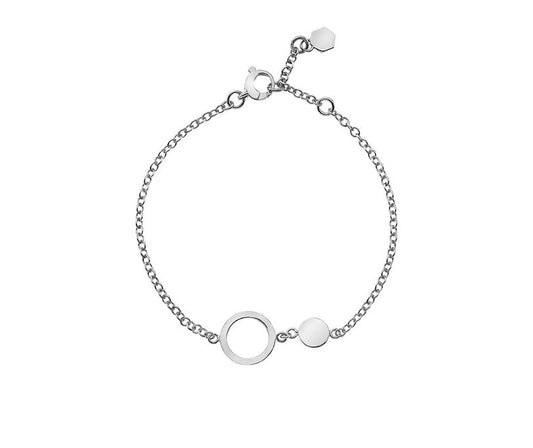 Silver Open & Solid Disc Bracelet