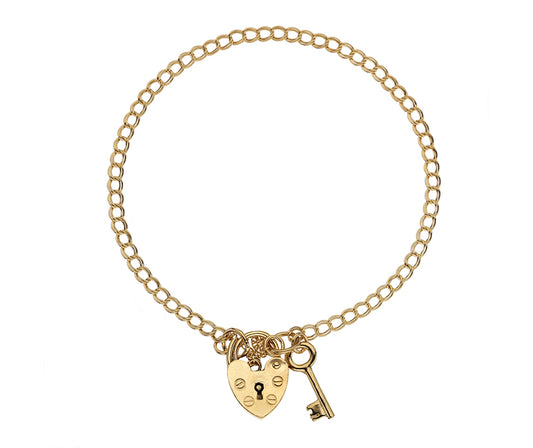 9kt Yellow Gold Curb Charm Bracelet