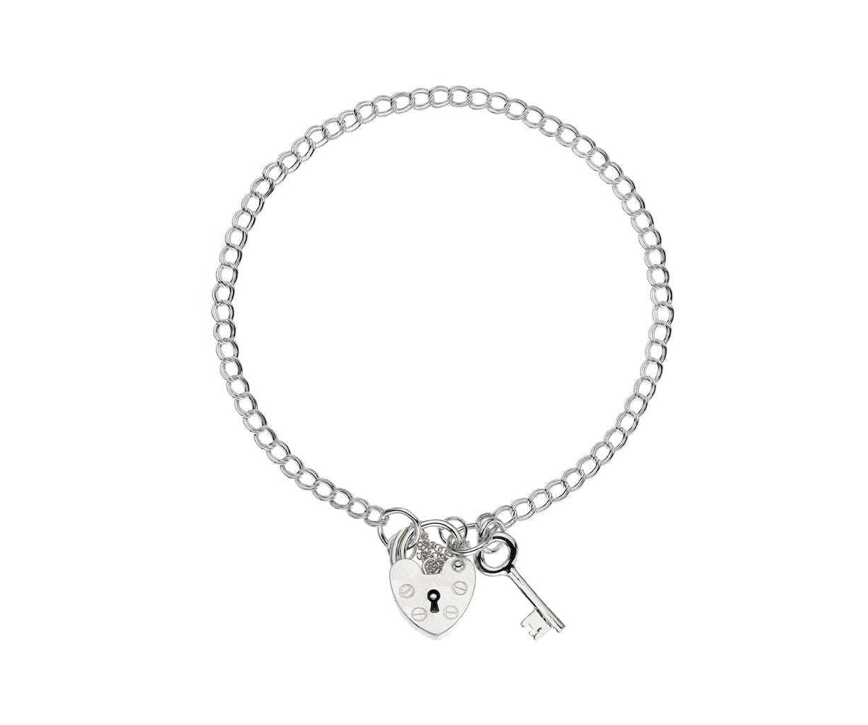 Silver Curb Charm Bracelet