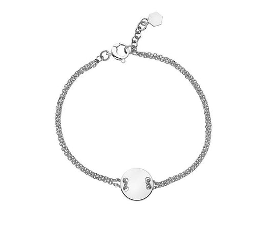 Silver Disc double chain bracelet