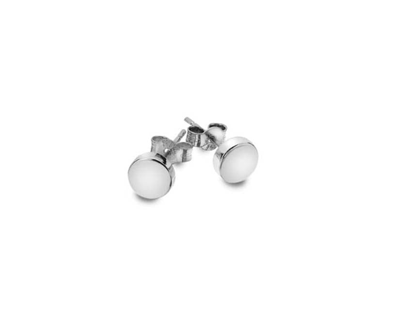 Silver Disc Stud Earrings