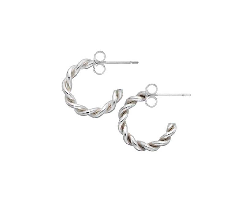 Silver 10mm Twist Hoop Earrings