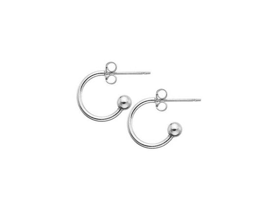 Silver 10mm Hoop Earrings with Bead
