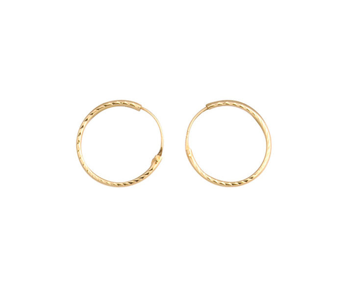 9kt Yellow Gold 15mm Sleeper Hoop Earrings