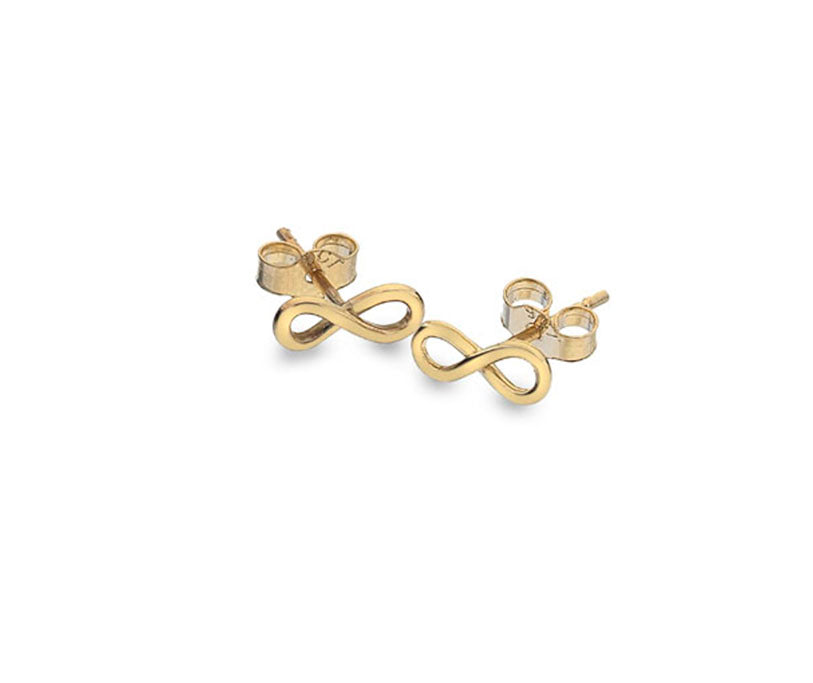 9kt Yellow Gold Infinity Stud Earrings