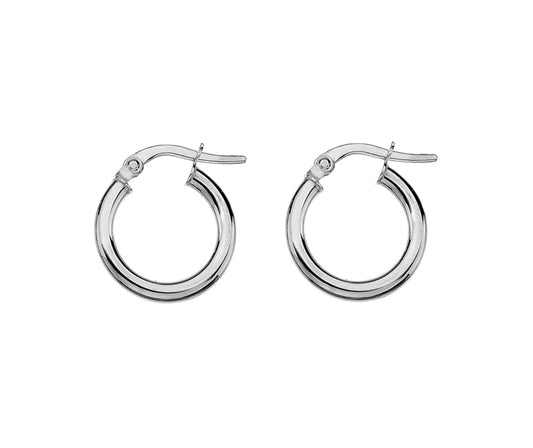9kt White Gold 10mm Hoop Earrings