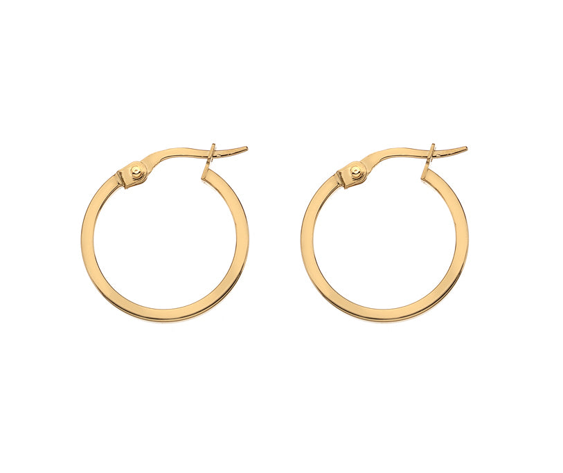 9kt Yellow Gold 15mm Hoop Earrings