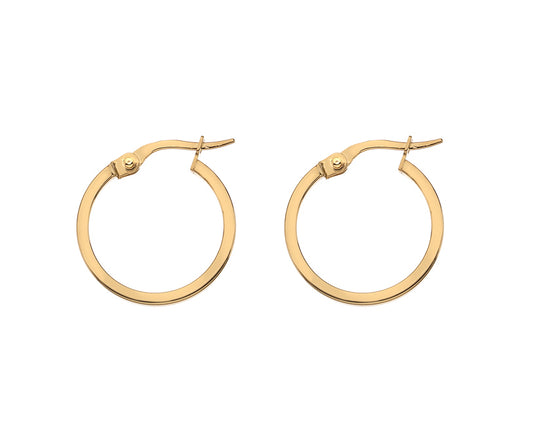 9kt Yellow Gold 15mm Hoop Earrings