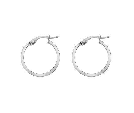 9kt White Gold 15mm Hoop Earrings