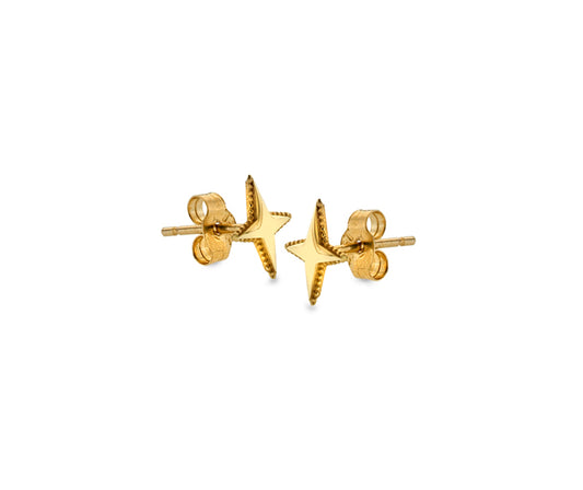 9kt yellow gold star stud earrings