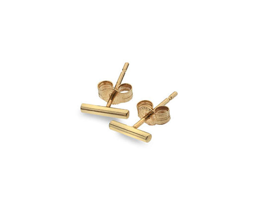 9kt yellow gold round bar stud earrings