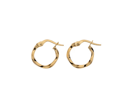 9kt yellow gold twisted hoop earrings