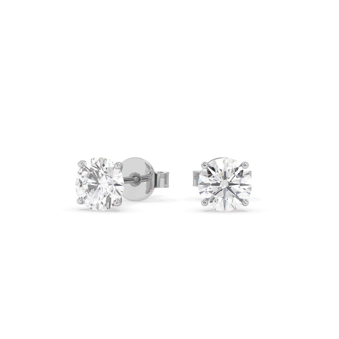 18kt White Gold Lab Grown Round Brilliant Cut Diamond Stud Earrings