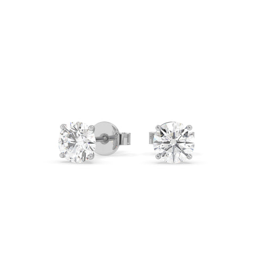 18kt White Gold Lab Grown Round Brilliant Cut Diamond Stud Earrings