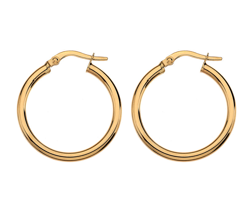 9kt Yellow Gold Round 20mm Hoop Earrings