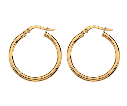 9kt Yellow Gold Round 20mm Hoop Earrings