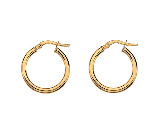 9kt Yellow Gold Round 15mm Hoop Earrings