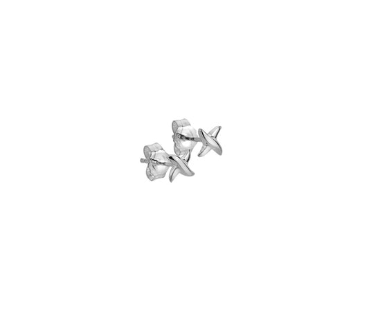 Sterling Silver Cris Cros Stud Earrings with Butterfly Backs