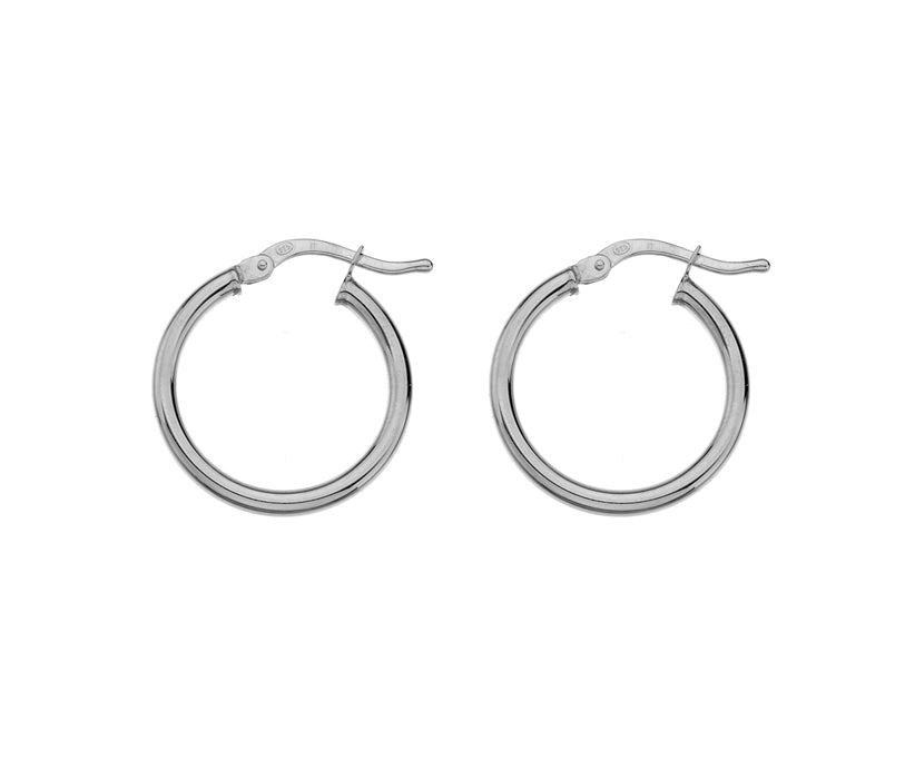 Sterling Silver Round 15mm Hoop Earrings