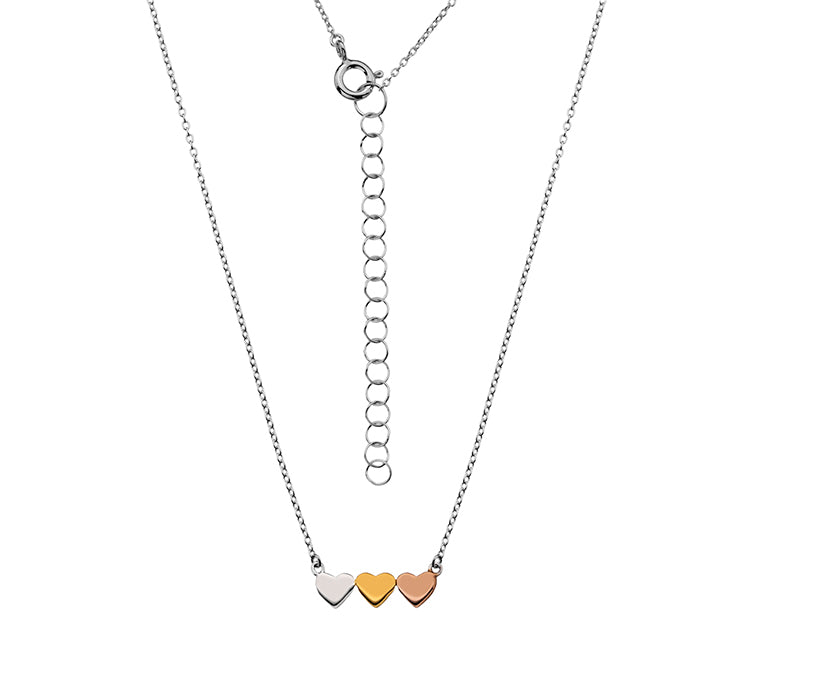Silver, Yellow & Rose Gold Plated Heart Pendant
