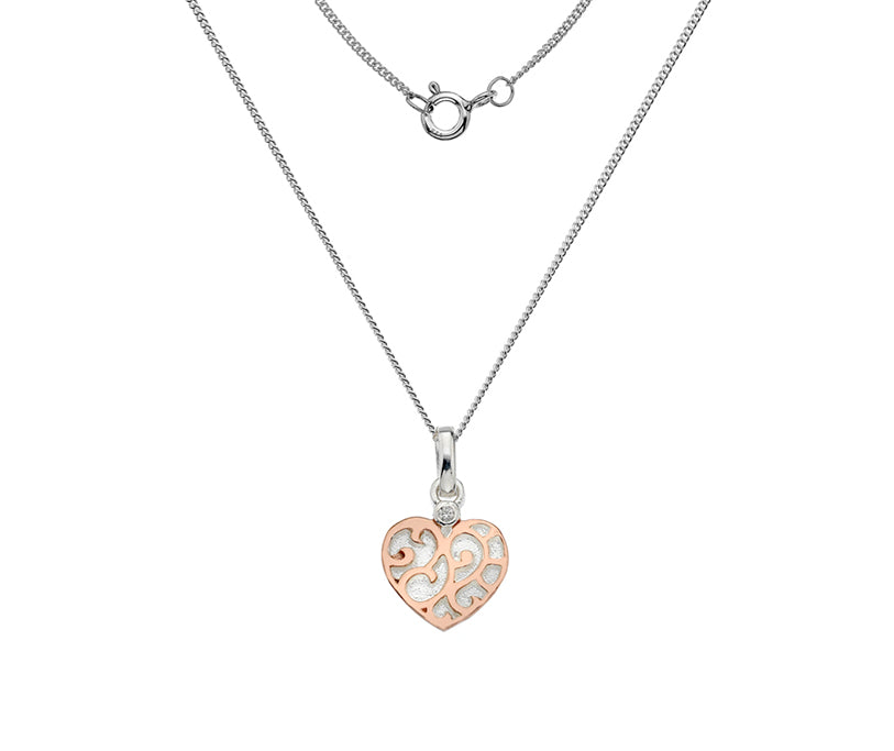 Silver & Rose Gold Plated Heart Pendant
