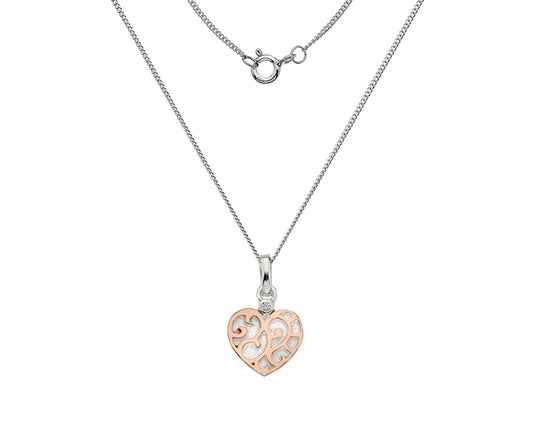 Silver & Rose Gold Plated Heart Pendant