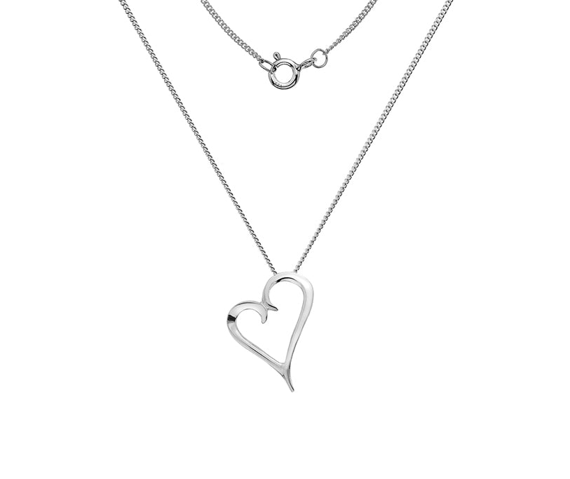 Silver Open Love Heart Pendant