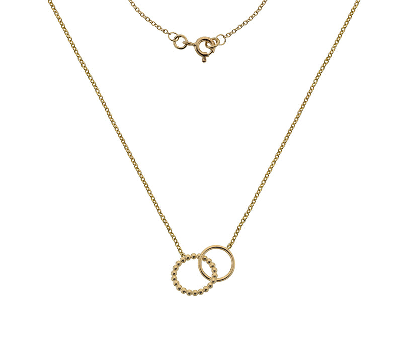 9kt yellow gold interlocking circles pendant
