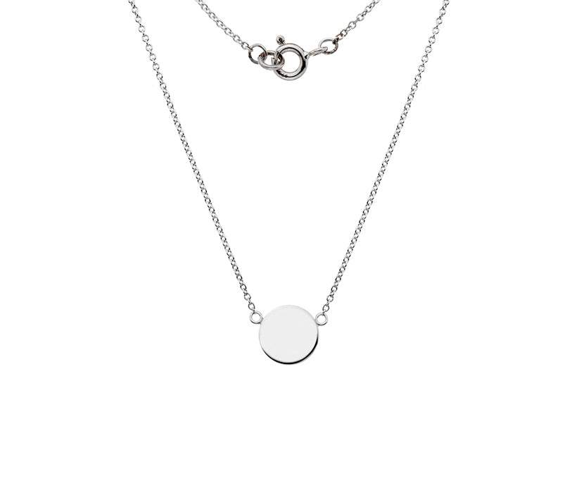 9kt white gold Disc pendant