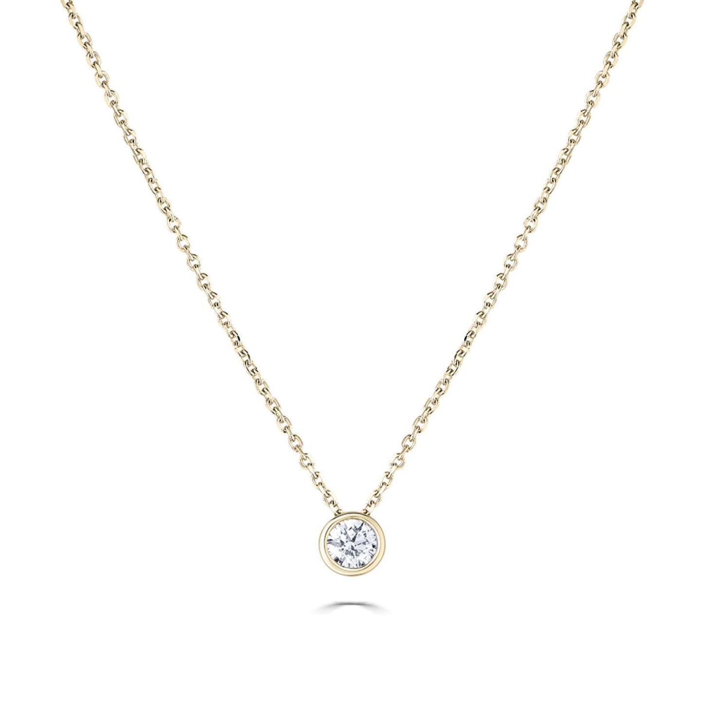 9kt Gold Natural Round Brilliant Cut Diamond Rub Over Solitaire Pendant