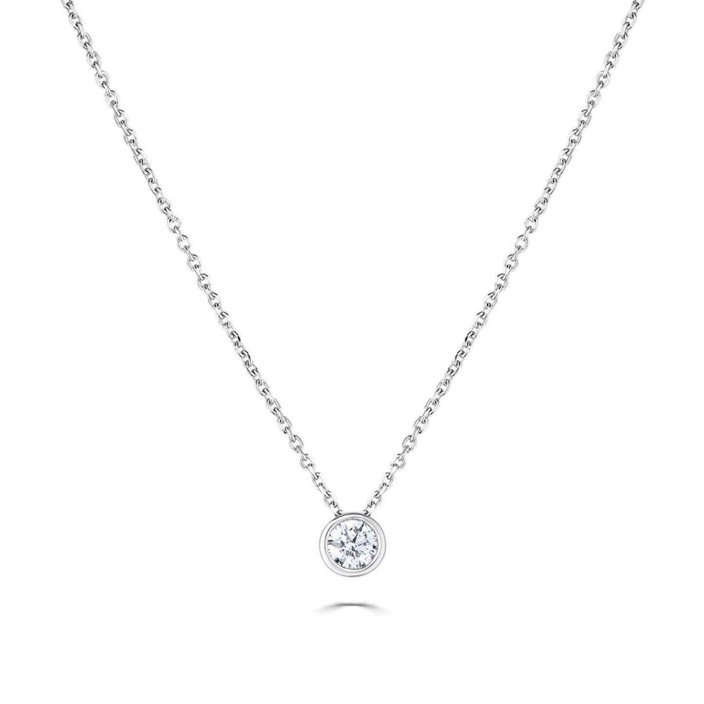 9kt Gold Natural Round Brilliant Cut Diamond Rub Over Solitaire Pendant