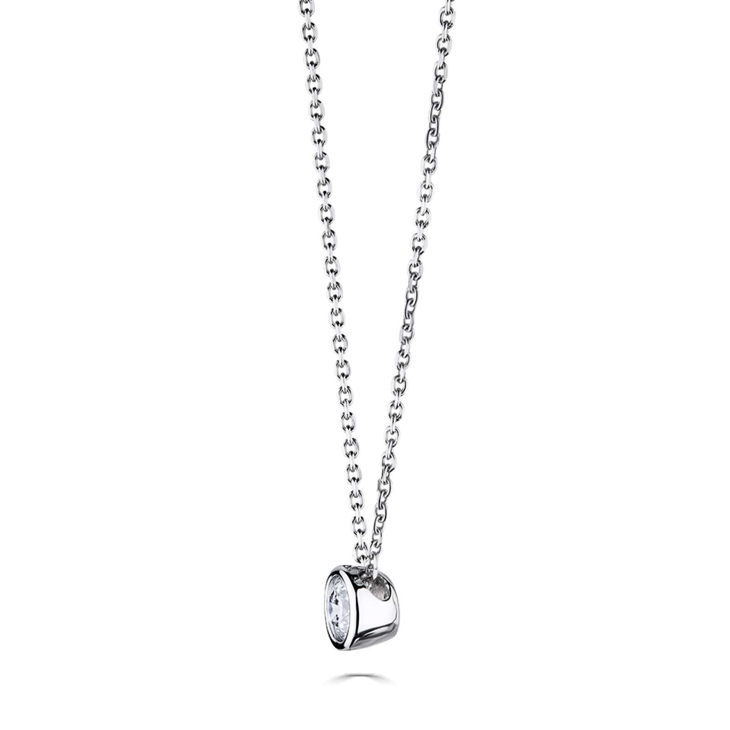 9kt Gold Natural Round Brilliant Cut Diamond Rub Over Solitaire Pendant